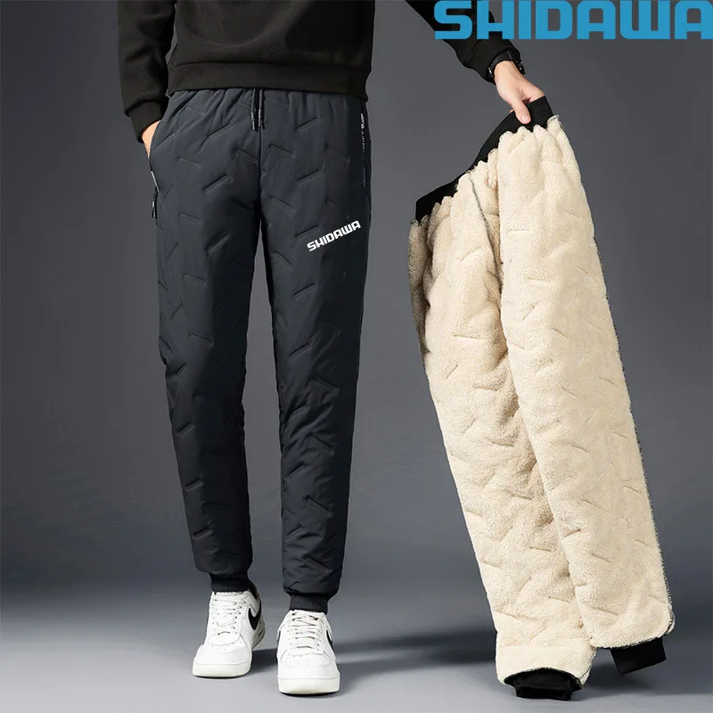 

New Autumn Winter Men Plush Thicken Warm Fishing Pants Outdoor Windproof Snowfield Trousers Coldproof Waterproof Cotton Pants