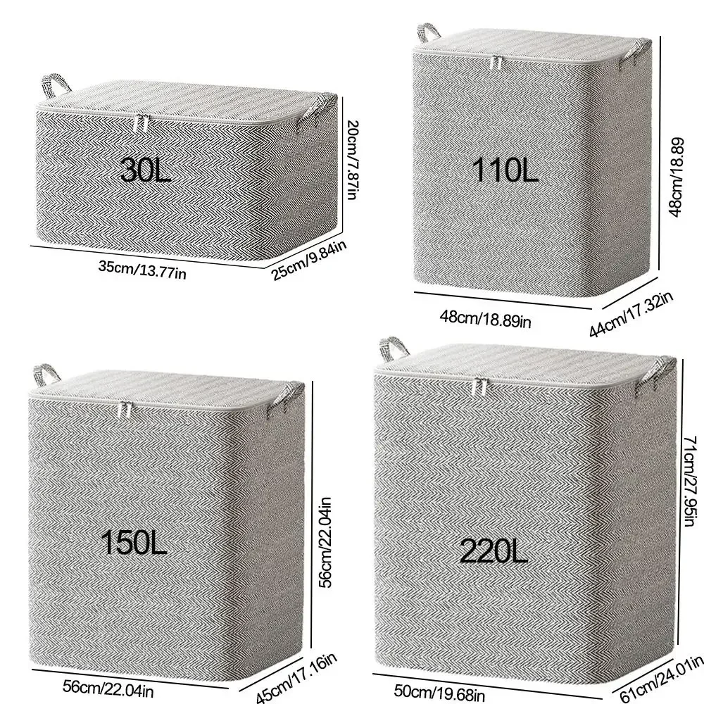 Non-woven Quilt Storage Bag with Lids Zipper Foldable Clothes Quilt Bins Container Large Capacity Dust-proof Bag Organize 6