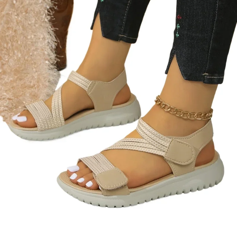 Ladies Shoes Peep Toe Women's Sandals Casual Sandals Women Summer Plus Size Solid Flat women sandals women flats