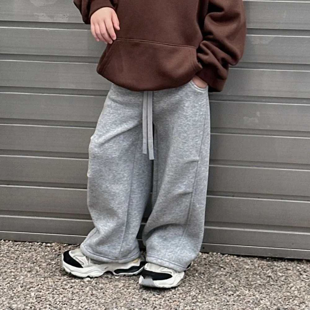 Casual Pleated Baggy Cargo Pants Drawstring Trousers Wide Leg Pants Joggers High Waist Retro Pants Girl Children