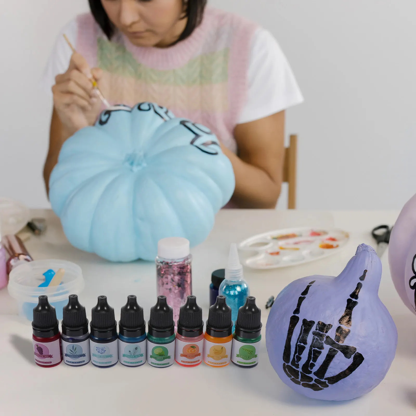 24Pcs 5Ml 무독성 액체 수지 염료 착색제 세트 DIY 에폭시 프로젝트 네일 아트 폴리머 클레이 쥬얼리 만들기 공예 장식