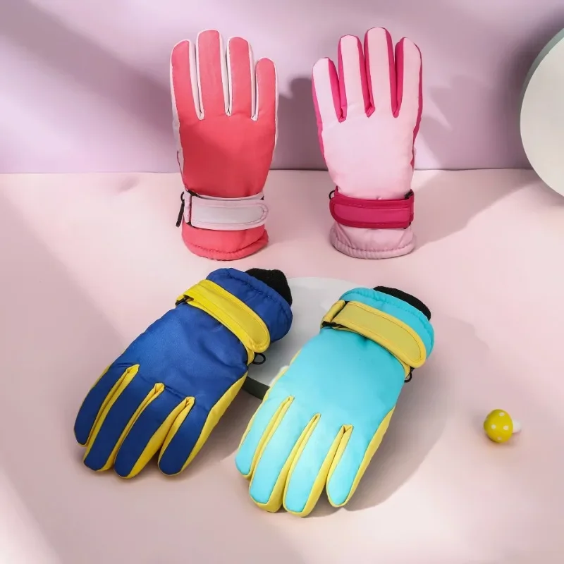 Children Kids Ski Gloves Winter Snowboard Snow Warm Glove Boys Girl Waterproof Thicken Mittens Keep Finger Warm