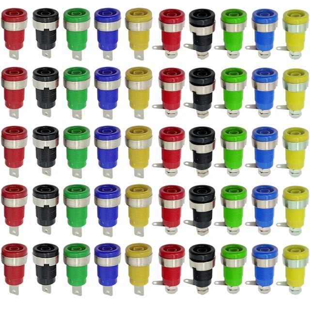 20PCS Insulated Safety 32A 4mm Banana Socket Terminal 5 Colors Female Jack Panel Mount Socket Binding Post Wire Connector 1