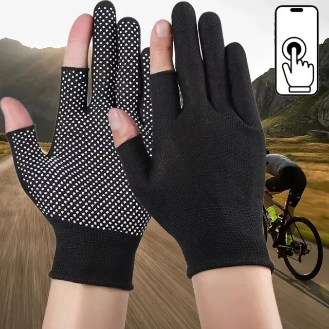 Non-slip Touchscreen Nylon Gloves Men Women Summer Outdoor Riding Sport Fitness Breathable Non-slip Sunscreen Half Finger Gloves 4