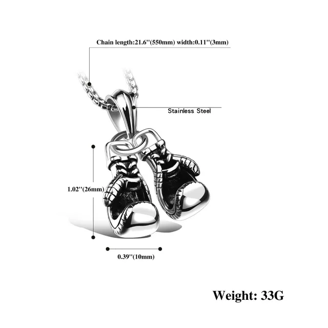 Sport Fitness Jewelry Double Boxing Glove Pendant Necklace Chic Men Hiphop Chain Necklace Cool Male Jewellery 6