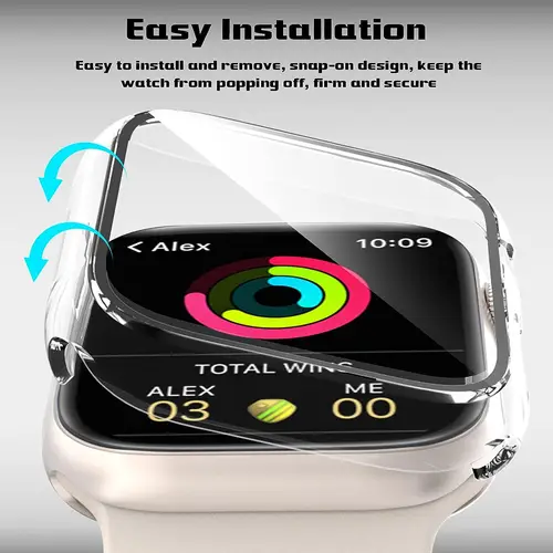 Tempered Glass+cover For Apple Watch 9 8 7 41mm 45mm 42mm 38mm PC bumper Screen Protector Case iWatch series 6 5 4 se 44mm 40mm - Image 3