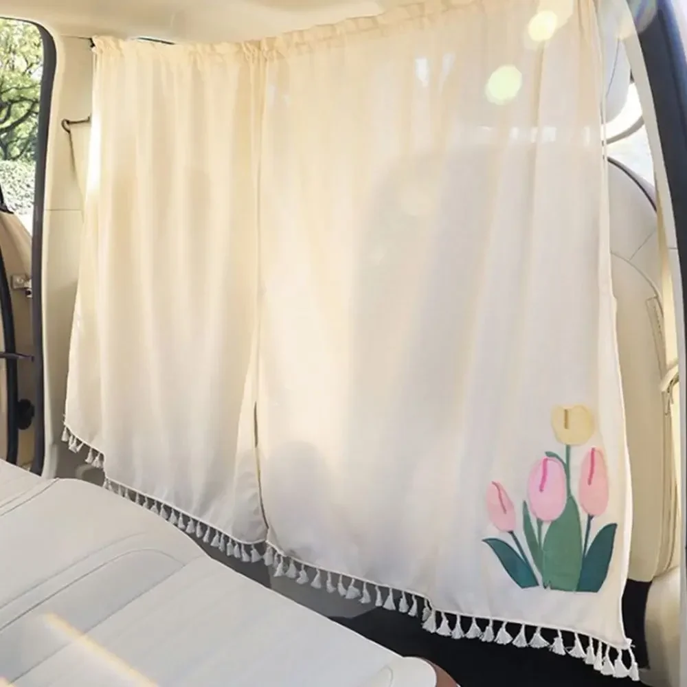 Cotton Cloth Car Divider Curtain - Light Blocking Retractable Privacy Partition for Car, Portable & Convenient Foldable Design