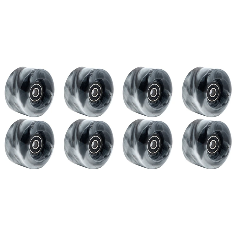 

Hot 8 Pcs Roller Skate Wheels With Bearings For Double Row Skating And Skateboard 32Mm X 58Mm 82A,Black