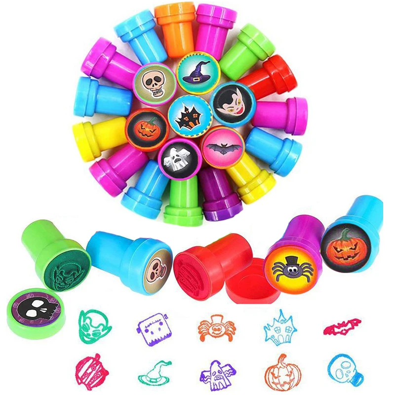 

10PCS Horror Pumpkin Halloween Self-ink Stamps Toys Kids Party Favor Guest Souvenir Kindergarten Giveaway Halloween Xmas Gifts