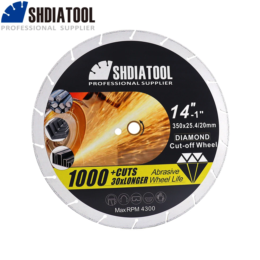 

SHDIATOOL 1pc Diamond Cut Disc Vacuum Brazed 350mm/14'' Metal Cutting Disc Metal Cut Off Wheel for Steel Rebar Iron steel tube