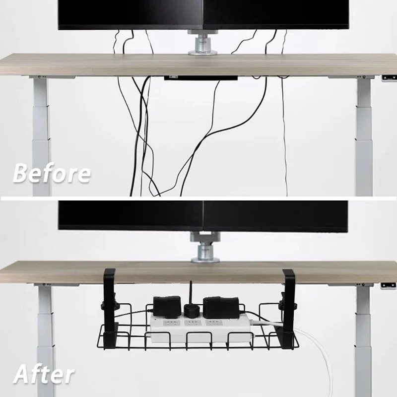 32CM Cable Management Tray Under Desk Cable Wire Table Storage Rack  Organizer