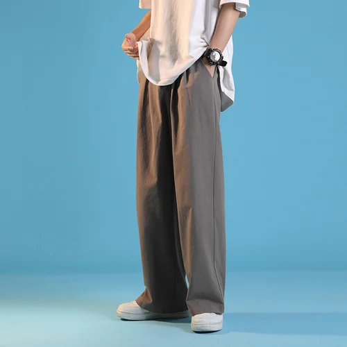 남성용 단색 하이 스트리트웨어 바지, 루즈한 스트레이트 와이드 레그 팬츠, 일본 2022 조깅 바지, 캐주얼 몰톰 남성 바지, 가을 4