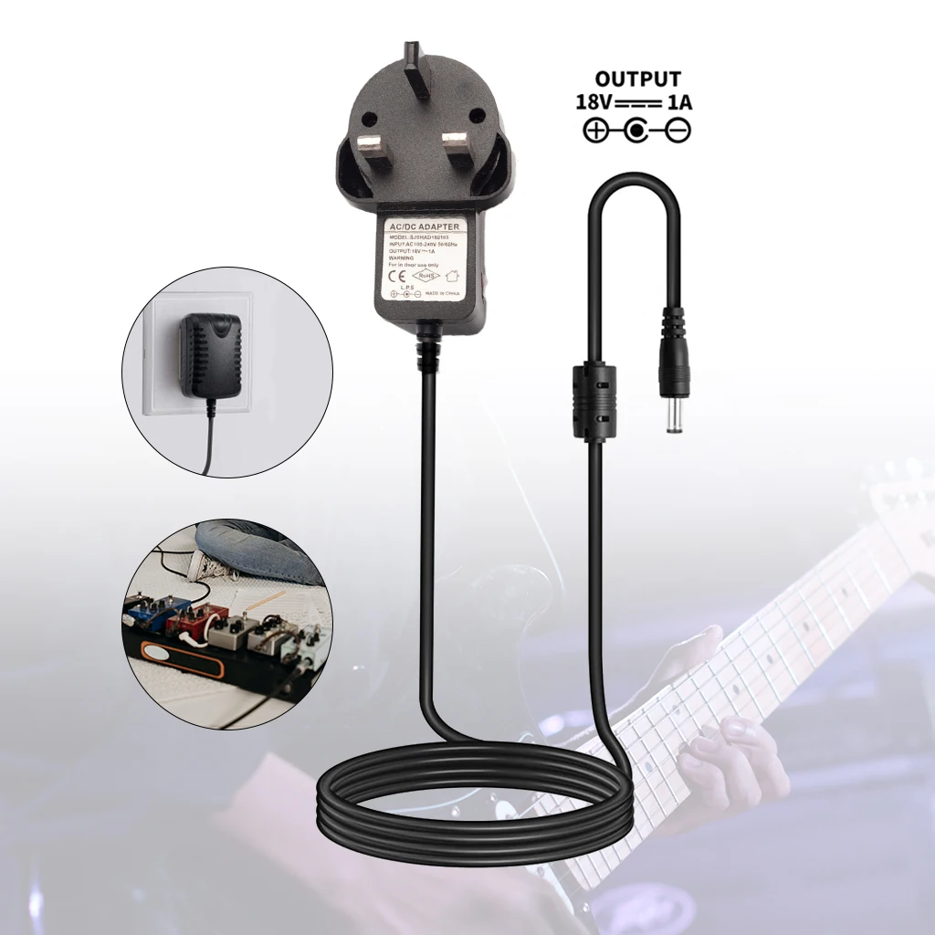 

Аксессуары для электрогитары, адаптер питания для гитары, 18 В, 1 А