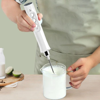 Electric Milk Frother Handheld Coffee Frothing Wand Foamer 3 In 1 High Speeds Drink Mixer Portable Rechargeable Home Foam Maker 2