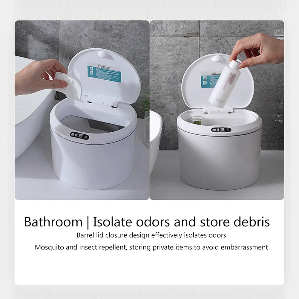 전기 센서 데스크탑 쓰레기통 3L 자동 쓰레기통 보관 버킷 탈착식 청소 액세서리 차량용 야외용