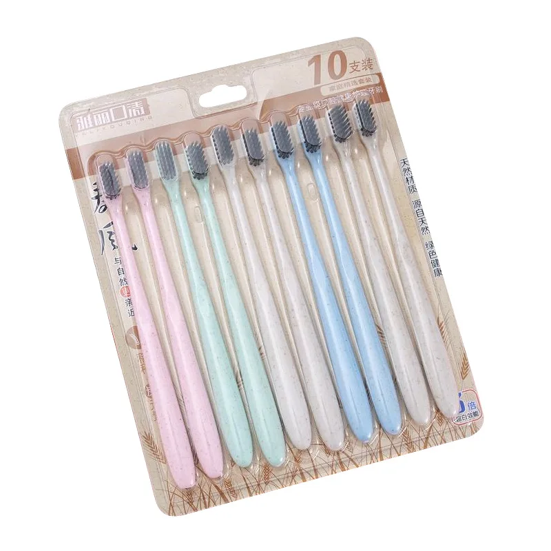 

10 шт., пластиковые зубные щётки с мягкой щетиной