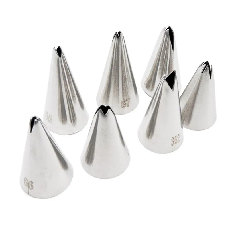 Leaves Cream Metal Tips Stainless Steel Icing Piping Nozzles 7Pcs/set Cake Cream Decorating Cupcake Pastry Tools cake decorating tip set,cake icing nozzles,baking nozzle set,cake decorating nozzle set