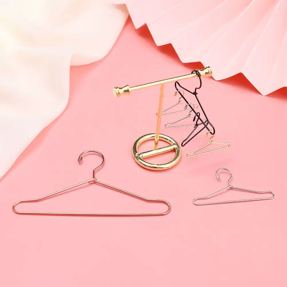 10pcs High Quality 1/6  Wardrobe  Accessories Dress Clothes Hanging Mini Hangers Metal