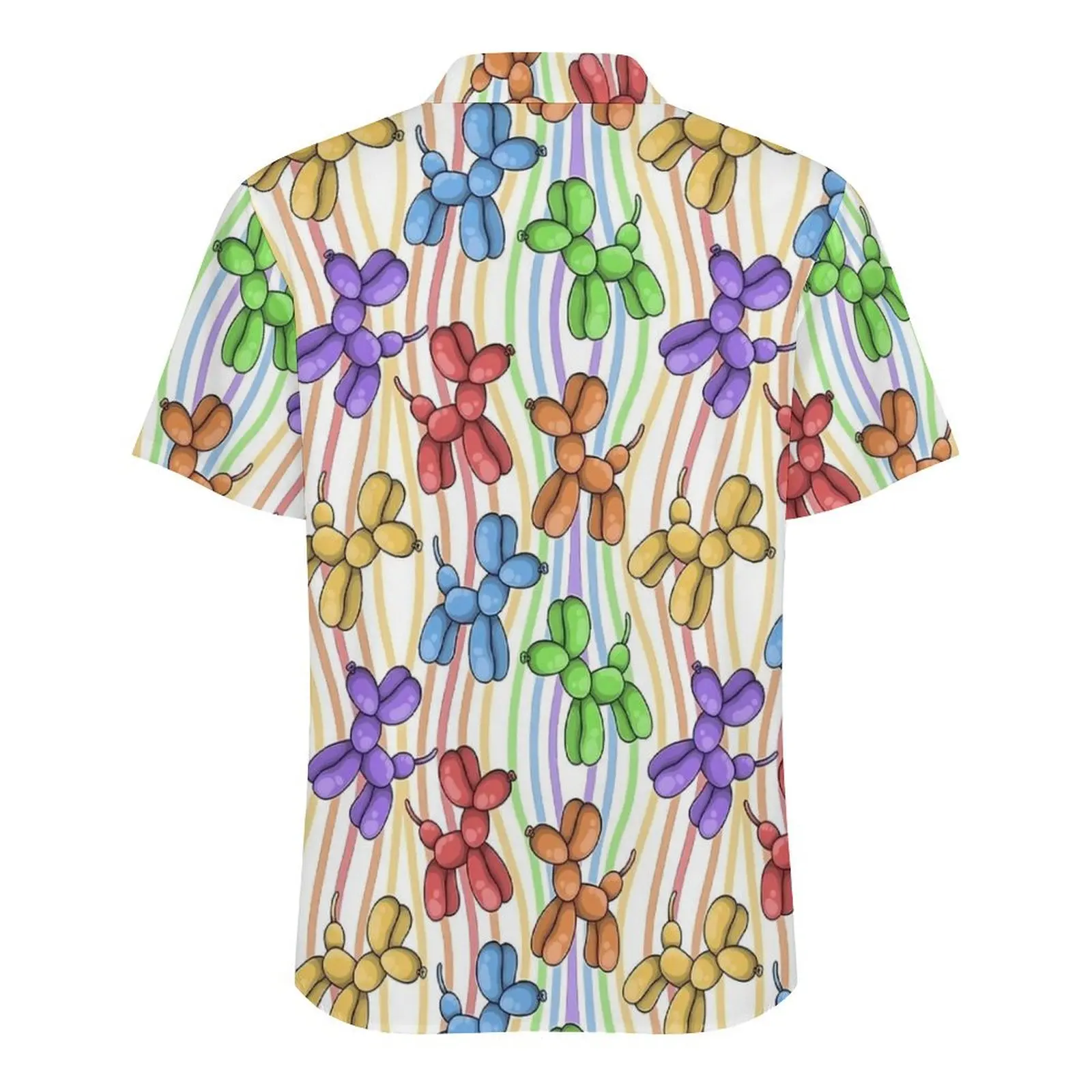 Rainbow Balloon Dogs Casual Shirt Balloon Animals Cool Hawaii Shirts Man Short Sleeve Beach Breathable Design Oversized Blouses 4