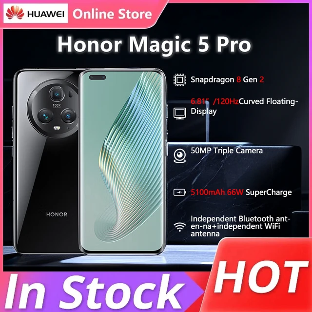 HONOR Magic 5 Pro 5G Snapdragon8 Gen 2 5450mAh 66W SuperVOOC 6.81 Inches  OLED 120Hz Quad-Curved Display 50MP NFC OTA