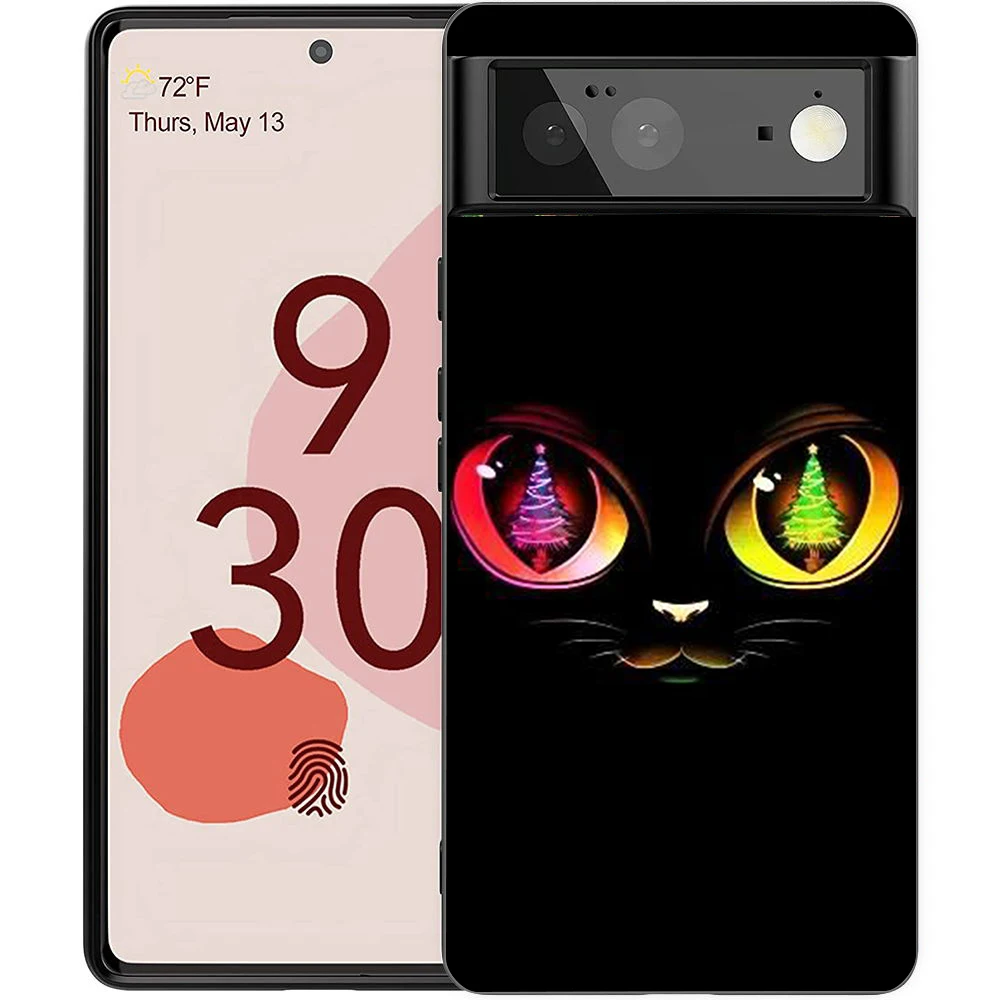 Black Cat Staring Eye Shockproof Silicone Phone Case Cover