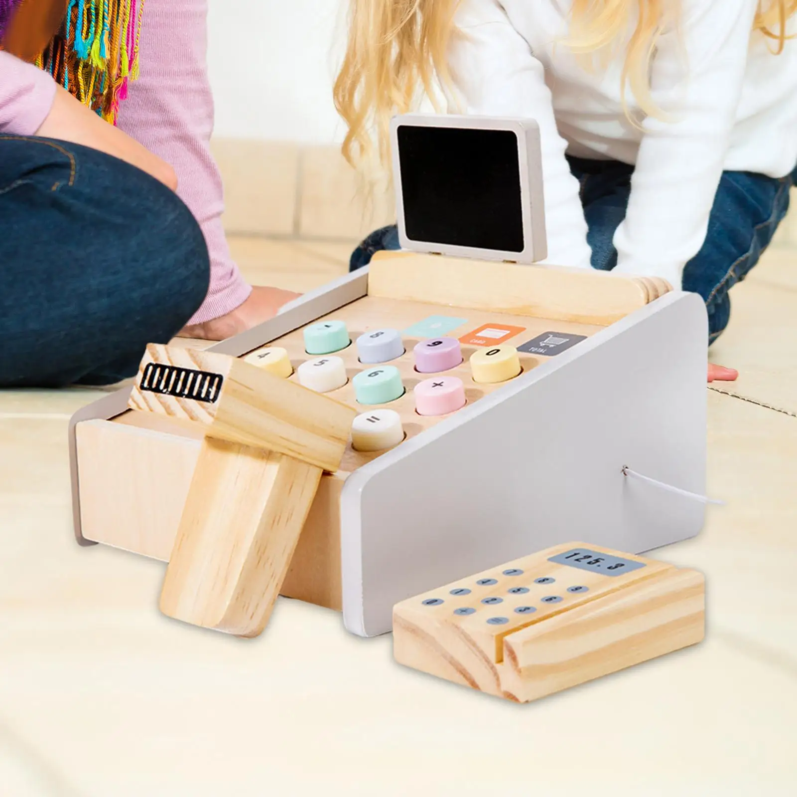 

Wooden Cash Register Set Funny Role Play Toy for Toddler Birthday Gift Kids