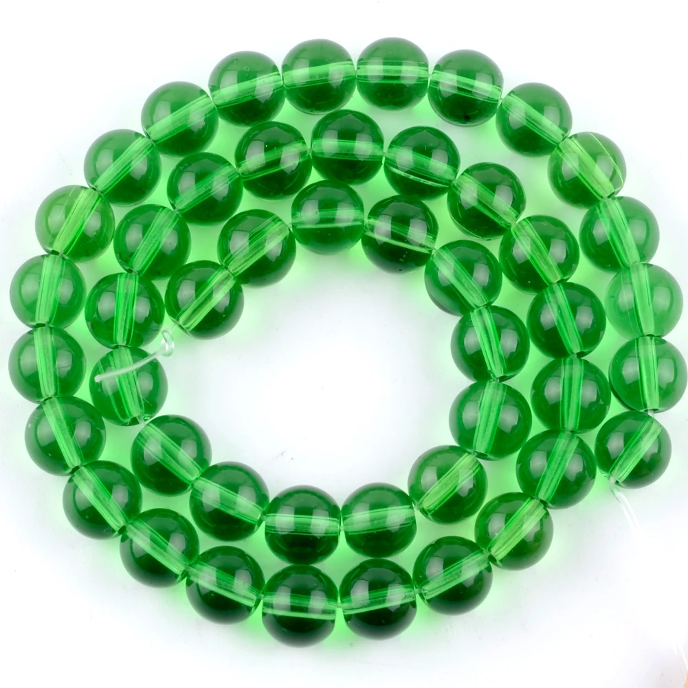 NaturalStoneGreenGlassCrystalBeadsForJewelryMakingRoundLoose