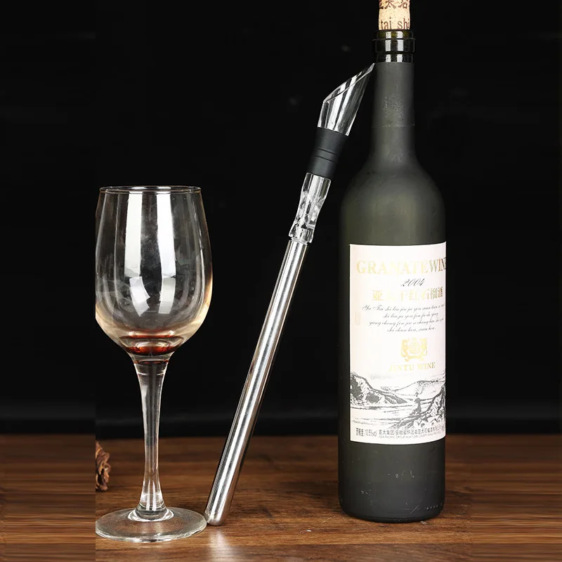 Stainless Steel Ice Wine Stick Wine Bottle Chiller Stick with Pourer & Aerator 3 in 1 Cooler Stick Set