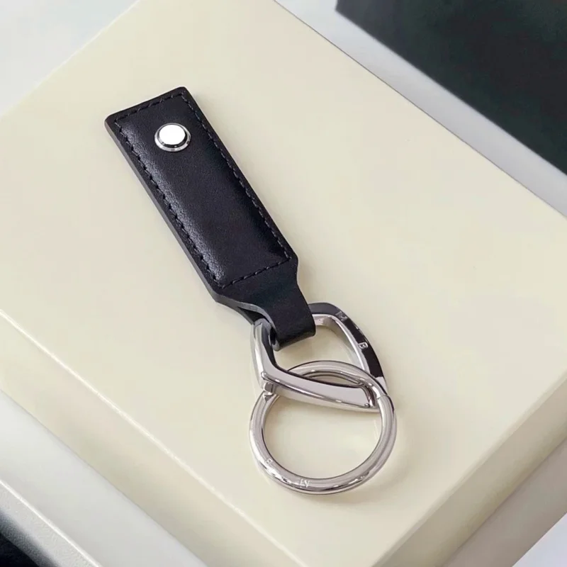 PJS Luxury MB Car Key Chain Square Black Leather 316 Stainless Steel Round & Irregular Shape Ring Classic Keychain With Box Set