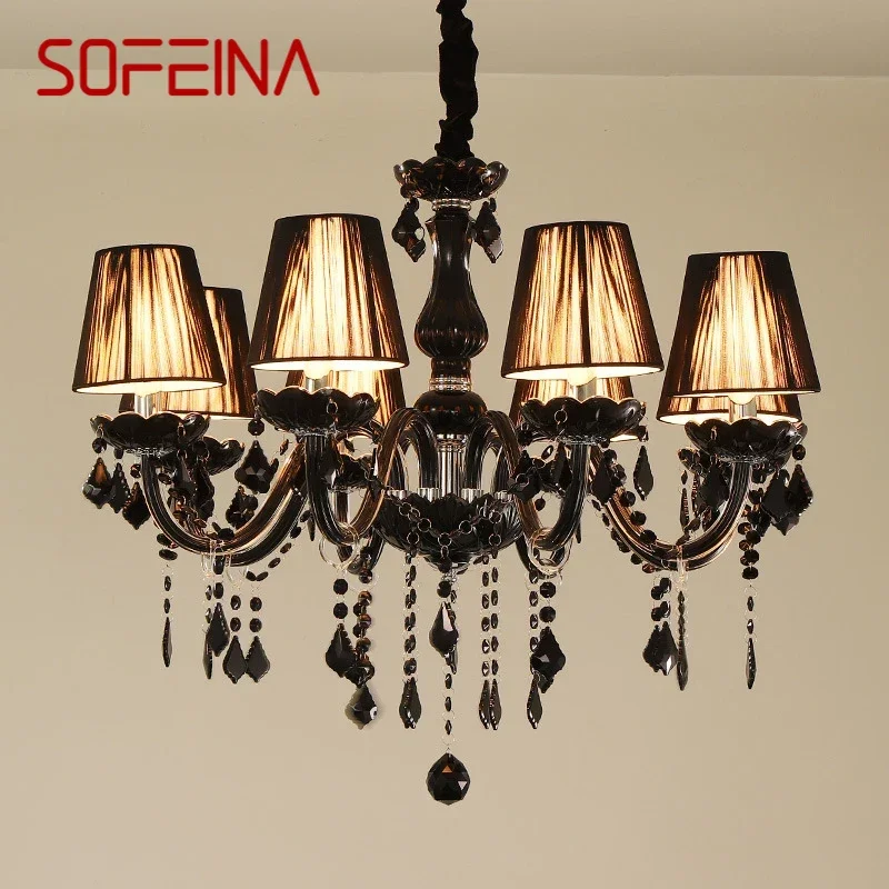 

SOFEINA European Style Crystal Pendant Lamp Black Candle Lamp Luxurious Living Room Restaurant Bedroom Villa Chandelier