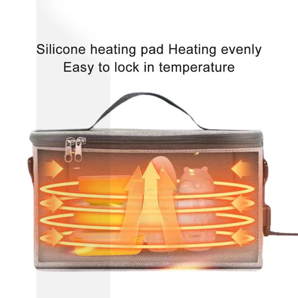 USB Rechargeable Portable Electric Lunch Bag Food Heater Warmer Portable Lunch Warmer Reusable Insulated Bag 3 Heat Levels