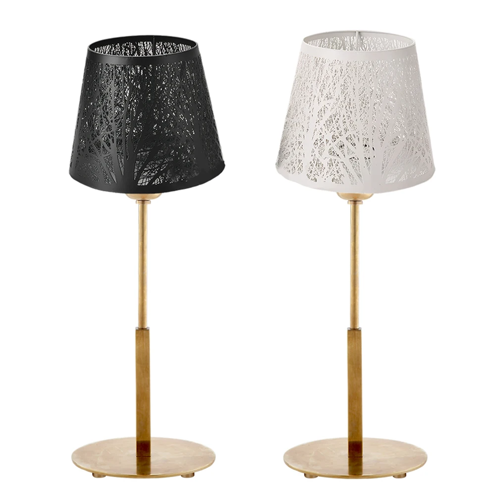 Metal Engraved Lampshade Barrel Shape Woodland Lampshade Vintage Chandelier Lampshade Table Lamp Cover for Kitchen Dining Room