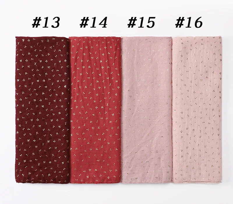 Baumwolle Hijabs Für Frau Lange Bronzing Muslimische Frauen Floral Lange Hijabs Islam Kopf Schals Stirnband Turban Headwrap – Detail 4