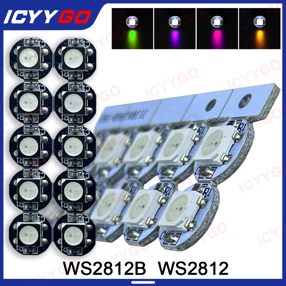 10-100PCS WS2812B 4-Pin WS281 LED RGB Chips DC5V Black/White PCB Heatsink WS2811 Built-in IC 5050 RGB SMD Chip ICYYGO for toyota chipless key toy48 brass blade black plug can hold wedge glass and tpx chips autokeysupply aktys274