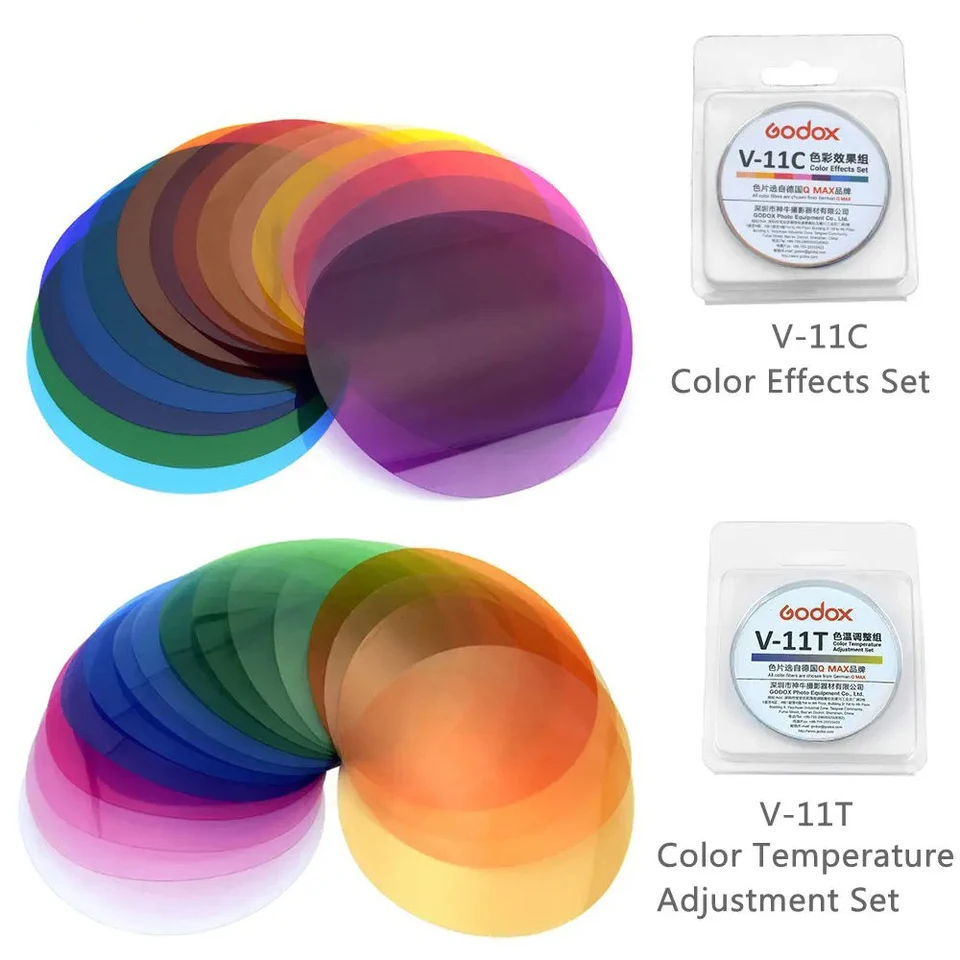 Godox V-11C V11C 또는 V-11T V11T 컬러 필터 (AK-R16 AK-R1 호환) Godox V1 V1PRO V100 시리즈 스피드라이트 플래시용
