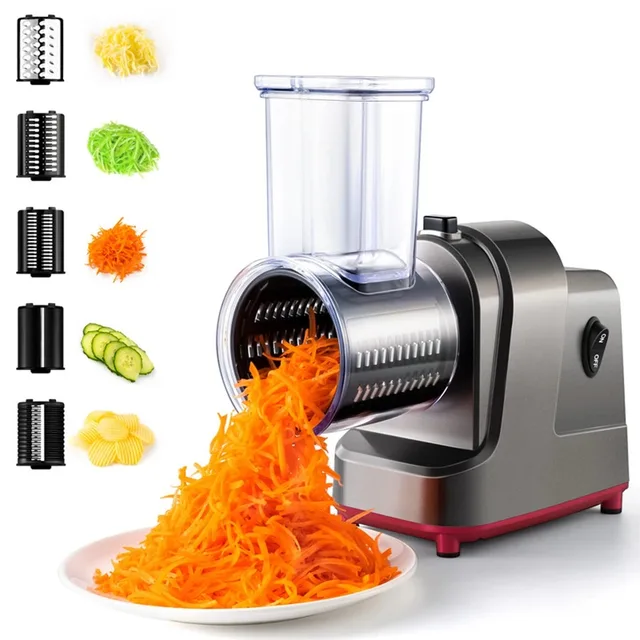 Trancheuse de légumes électrique 5 en 1, 250W, broyeur automatique pour salade, râpe à fromage, carottes, chou 1