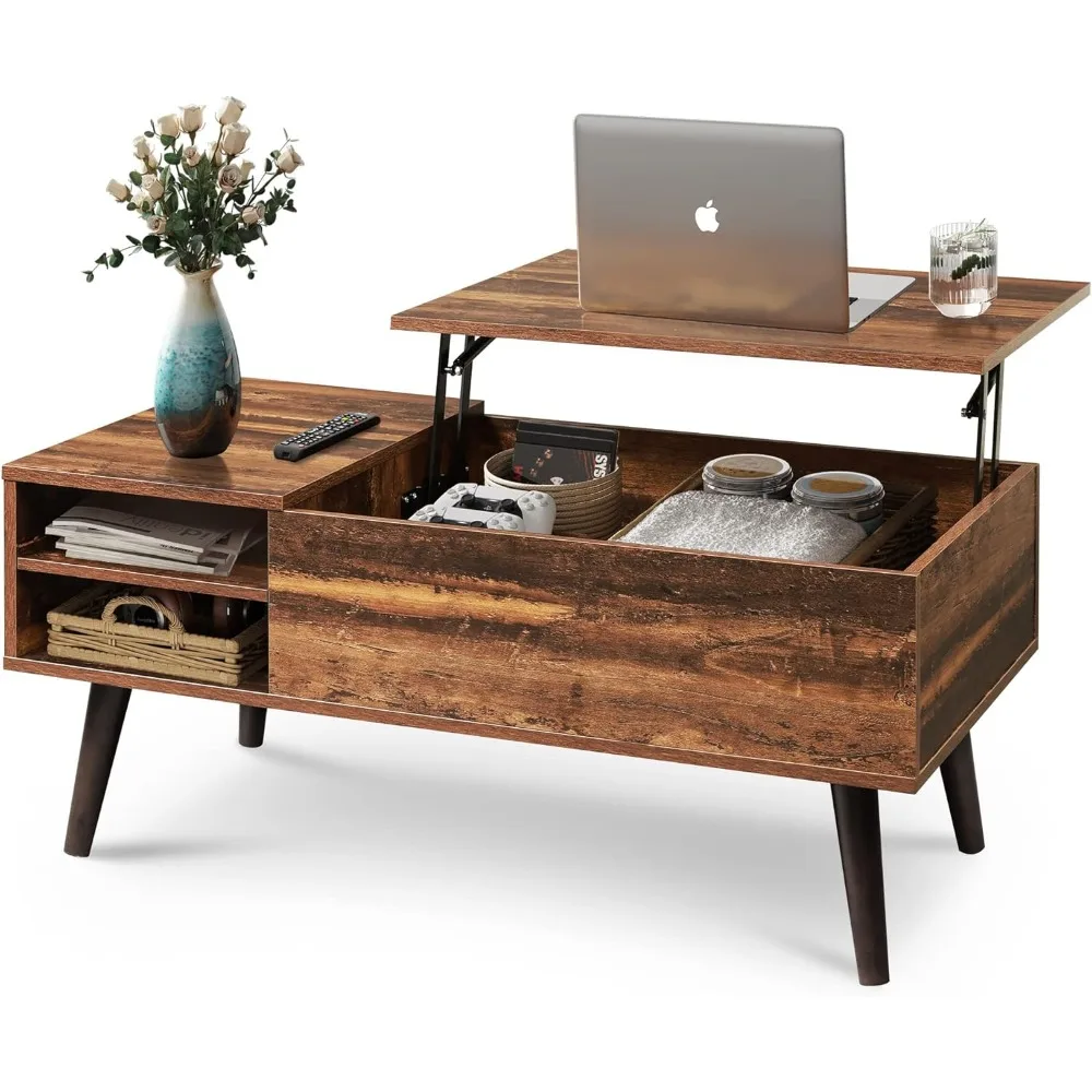 

WLIVE Wood Lift Top Coffee Table with Hidden Compartment and Adjustable Storage Shelf, Lift Tabletop Dining Table for Home