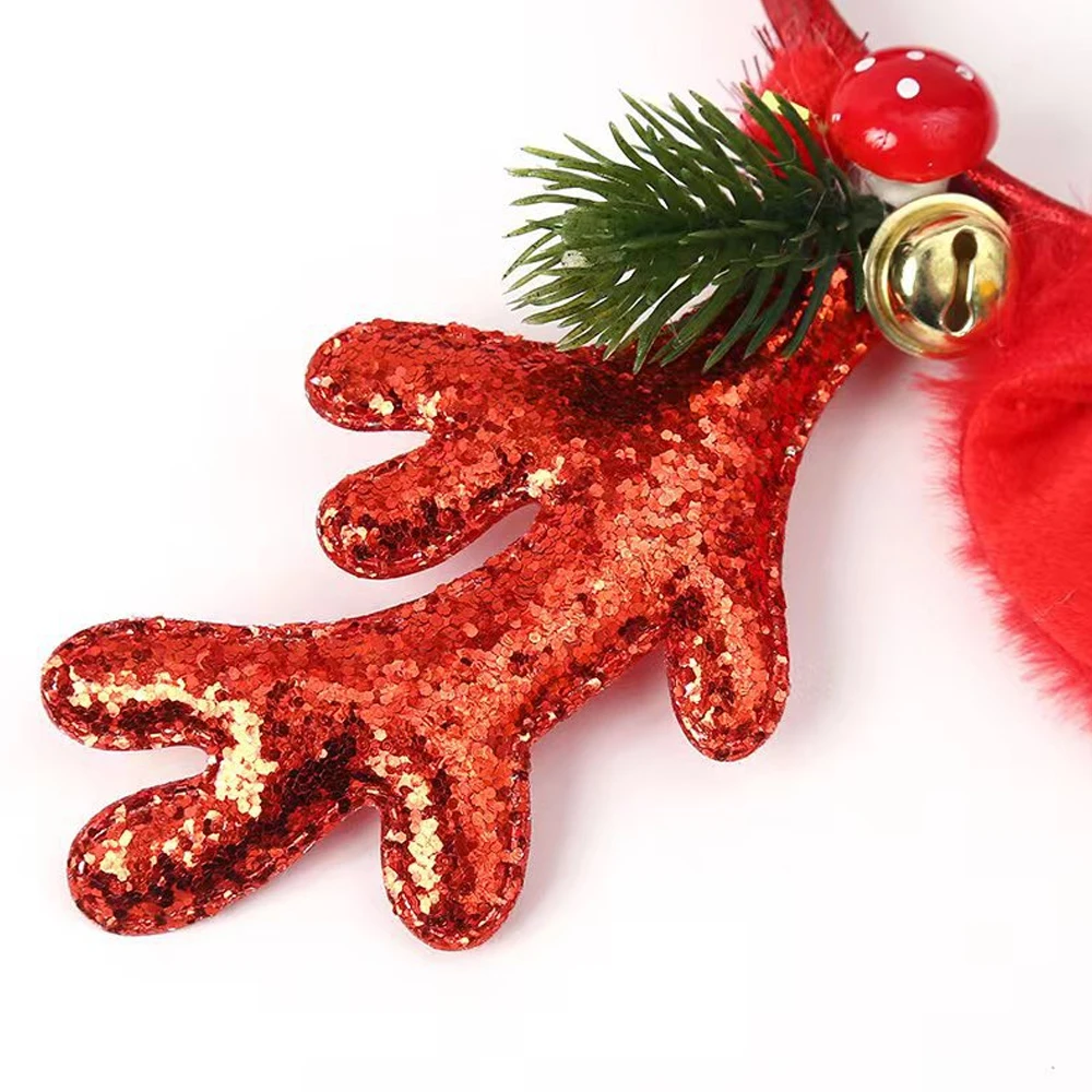 Christmas Headbands Sequins Reindeer Antlers Ears Hair Clips Women Girl Halloween Party Cosplay Headdress