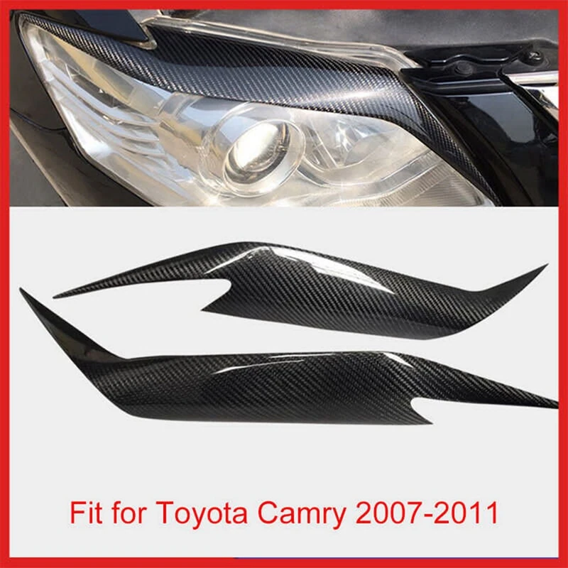 

1 Pair Eyelids Eyebrows Lids Headlight Trim Cover Real Carbon Fiber Automotive Supplies For Toyota Camry 2006-2011