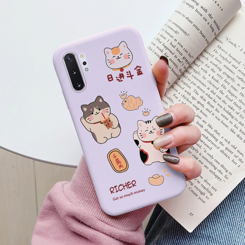 Charming Cartoons Heart Cat Soft TPU Shockproof Phone Case for Samsung Galaxy Note 10 Series