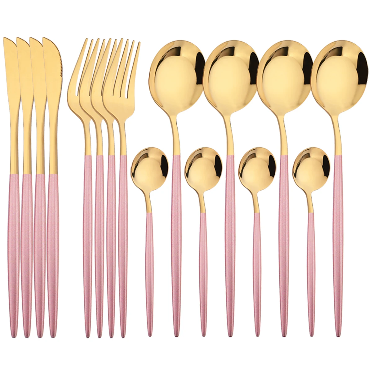 16Pcs Tableware Dinnerware Set Black Gold Cutlery Set