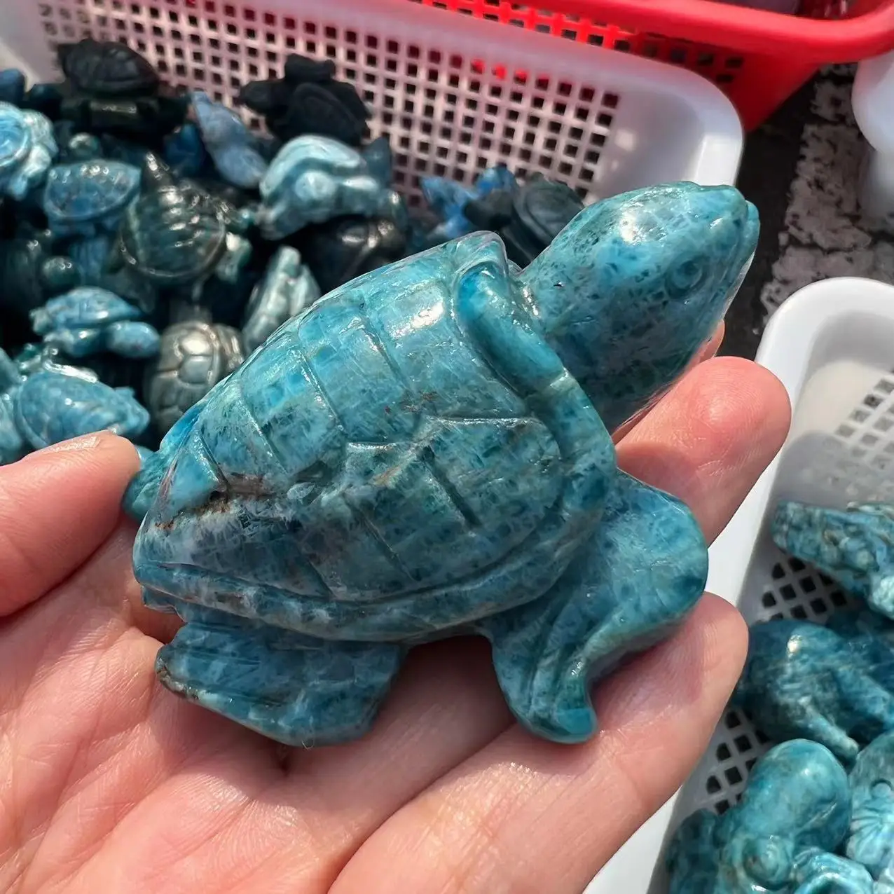 Natural Lapis Lazuli Turtle Tortoise Statue Healing Crystal Gemstone Animal Pocket Stone Figurine 6