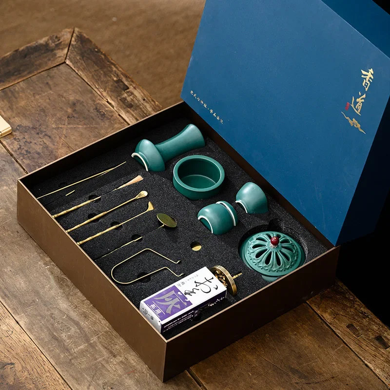 PeacockGreenIncensePathApplianceIntroductorySetIncenseSealCuttingToolIncenseAsh