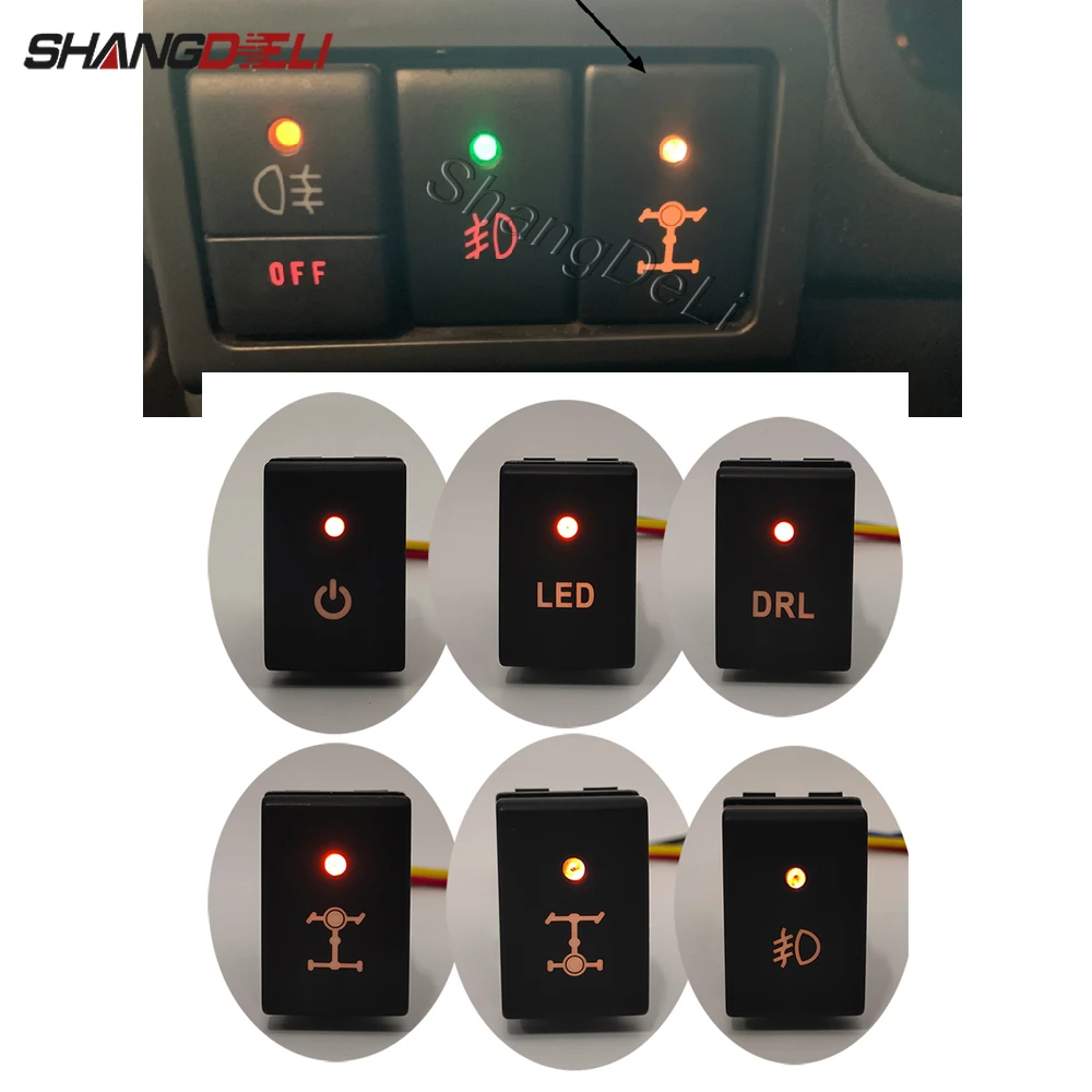 Interruttore Pulsante Per Fendinebbia LED Compatibile Con Suzuki Jimny 2007-2015 – Colore Arancione, 12V, 4 Fili