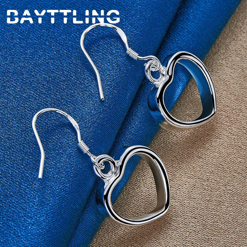 

New Fashion 925 Sterling Silver 15MM Fine Mini Heart Earrings For Women Girlfriend Engagement Gift Jewelry Accessories Party