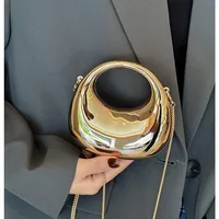 Mini sac de soirée doré, sacs à main et sacs à main de luxe de styliste, sacs à bandoulière forme drôle, pochette en acrylique brillant pour fête de mariage 4