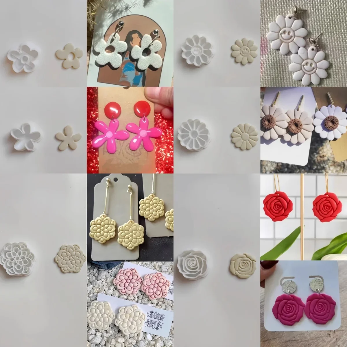 Flower Series /Chrysanthemum/Rose/Smiley Face Flower Polymer Clay Cutter Earrings Clay Mold Jewelry Ceramic Pendant Mold