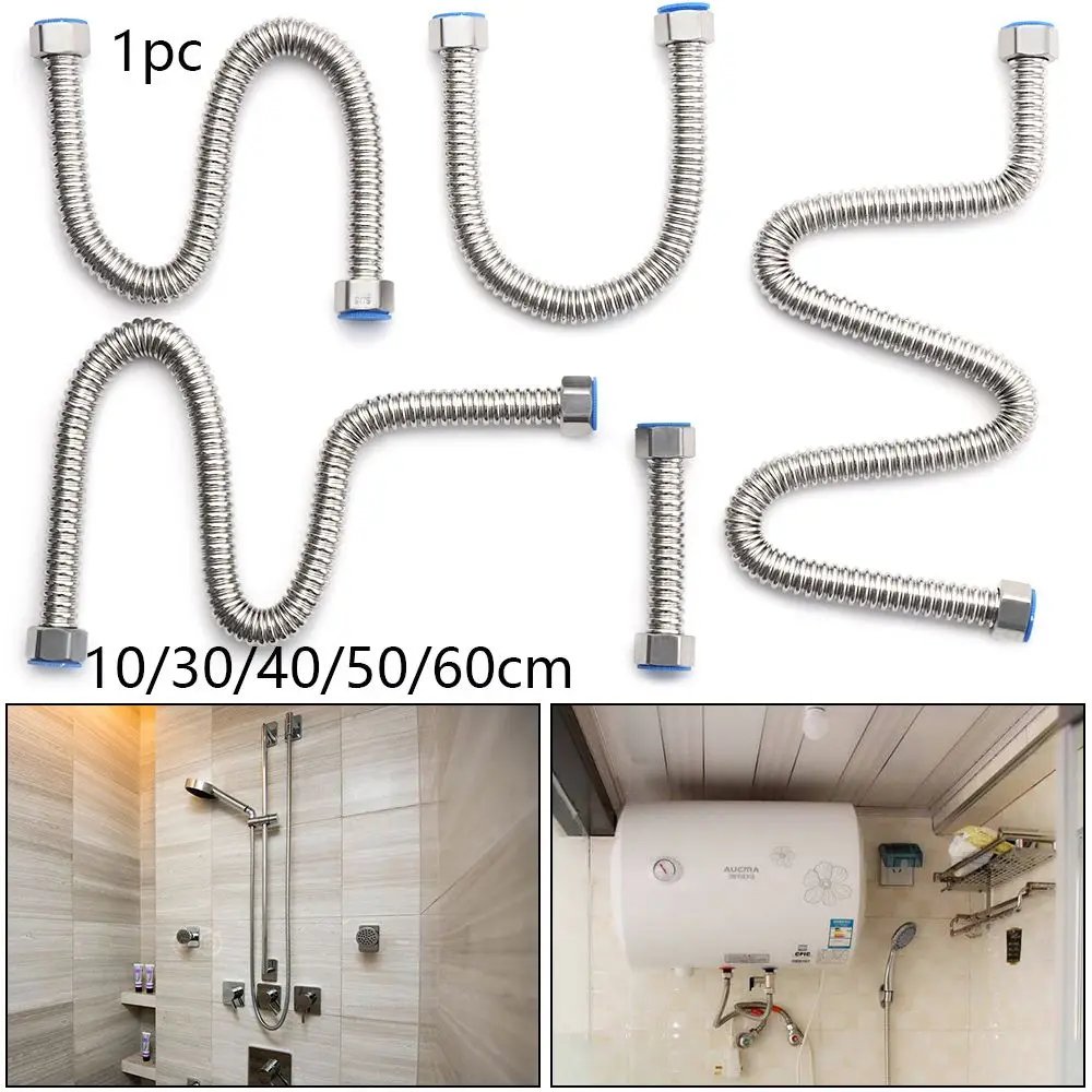 G1/2" Stainless Steel Corrugated Supply Hose Water Heater Connector Plumbing Pipe Hose Tube Thickened Extendable Tube