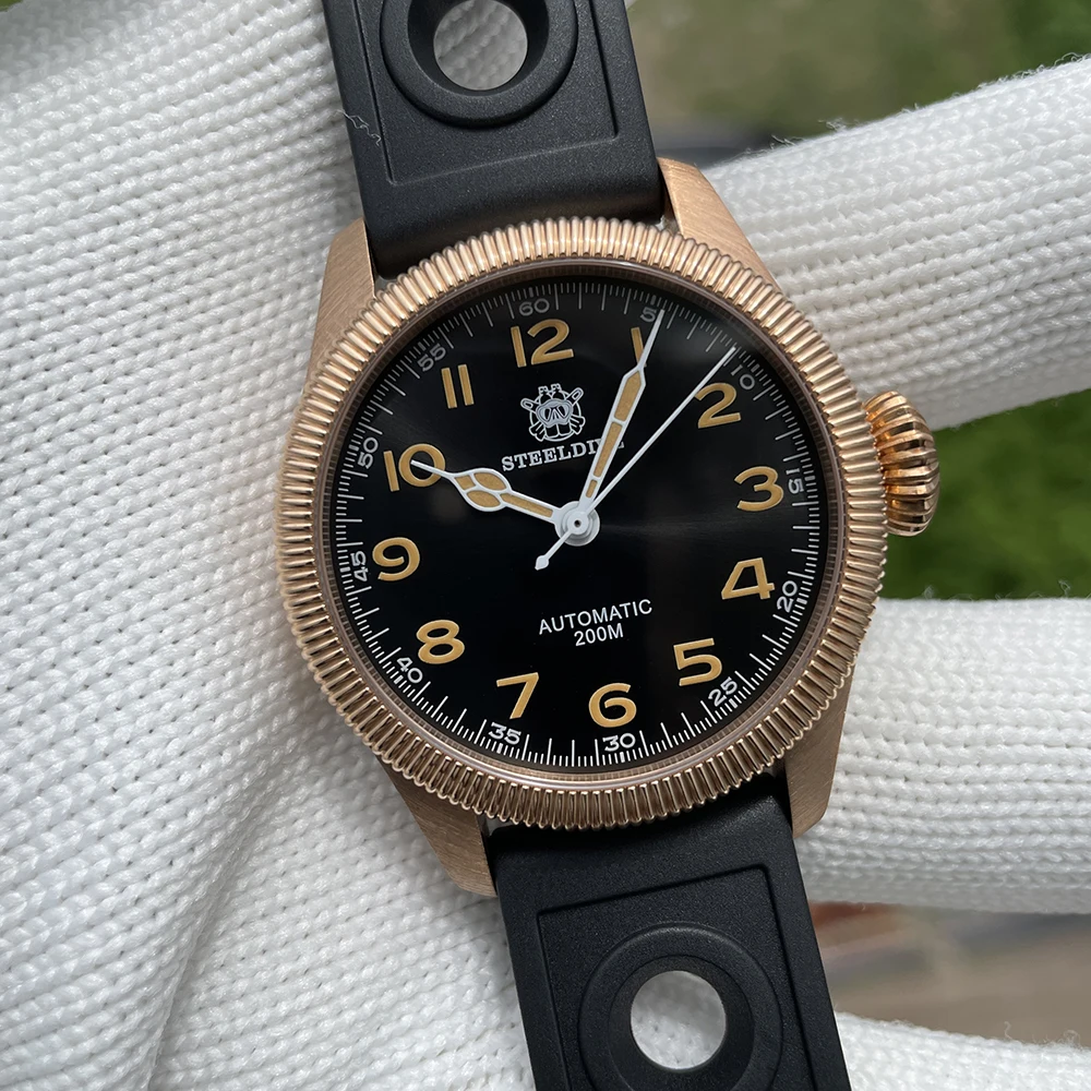 Steeldive Marca Sd1906S Nuovo Arrivo 39Mm Cusn8 Bronzo 200M Impermeabile Antico Nh35 Automatico Mens Dive Watch Vetro Zaffiro