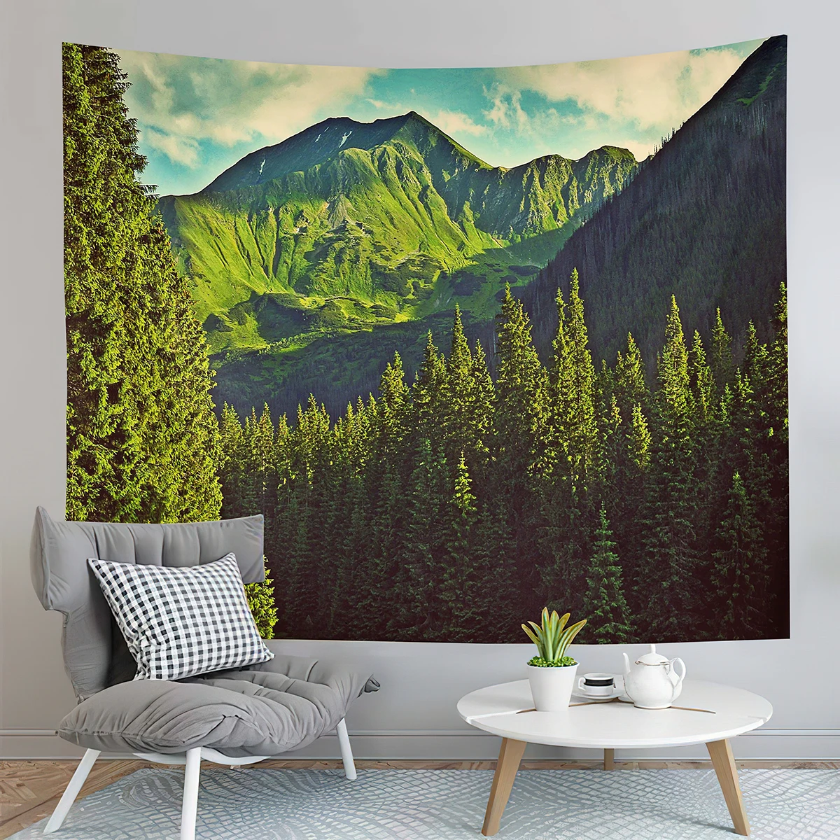 Hulnulnu Arazzo Parete Foresta 150x115cm – Tappezzeria Con Alberi E Sole, Decorazione Da Letto O Soggiorno In Poliestere